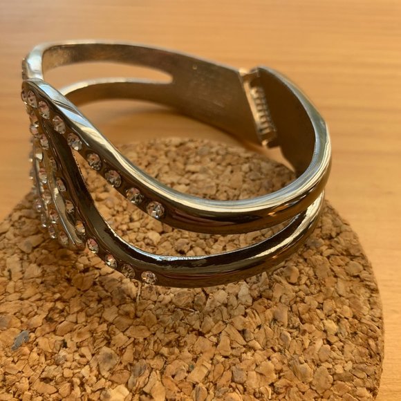 Rhinestone & Faux Silver Bracelet - Picture 5 of 12